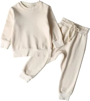 Simple Toddler Baby Jogger Sets Girl Boy Kids neutral Clothes Casual Long Sleeve Sweatshirts Tops Pants Outfits
