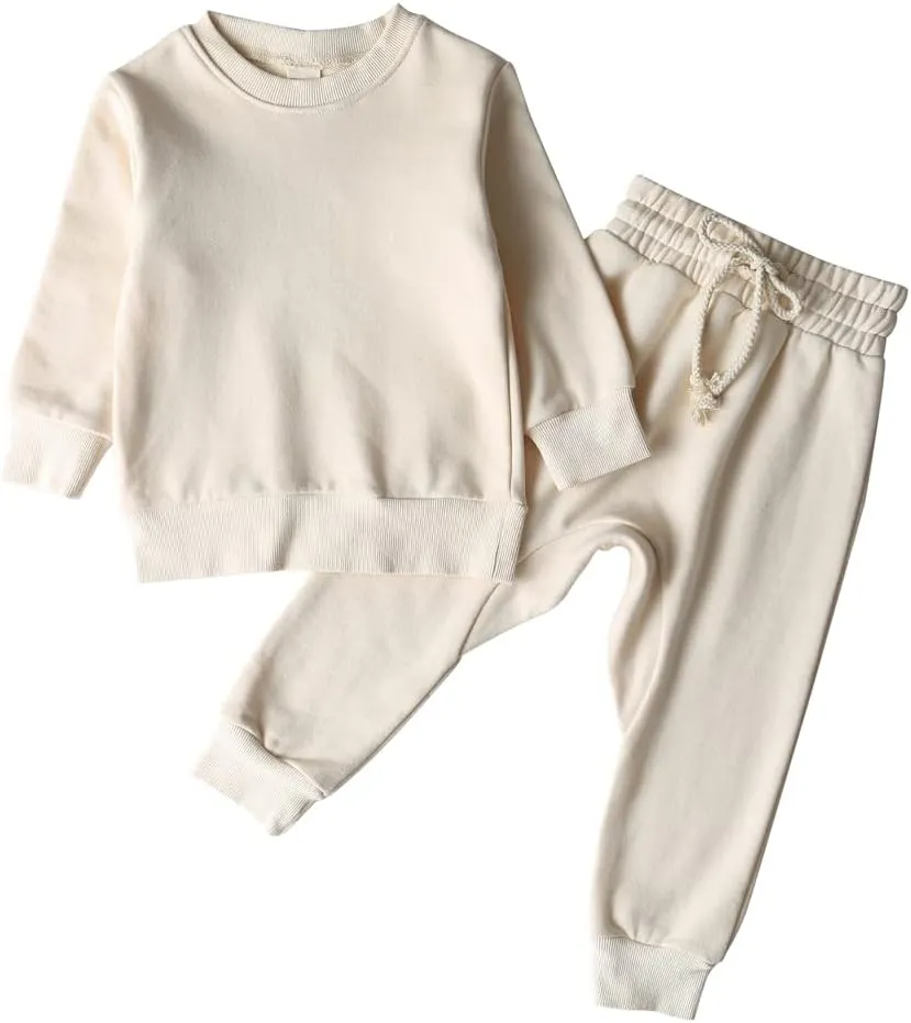 Simple Toddler Baby Jogger Sets Girl Boy Kids neutral Clothes Casual Long Sleeve Sweatshirts Tops Pants Outfits