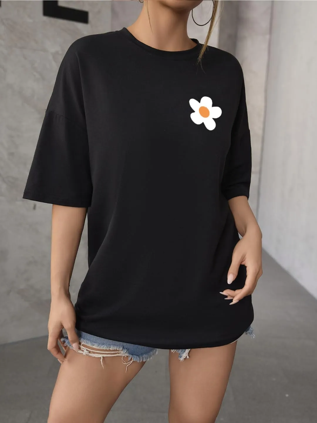 SOLY HUX Women's Graphic Tees Oversized T Shirts Basic Letter Print Short Sleeve Loose Fit Tops