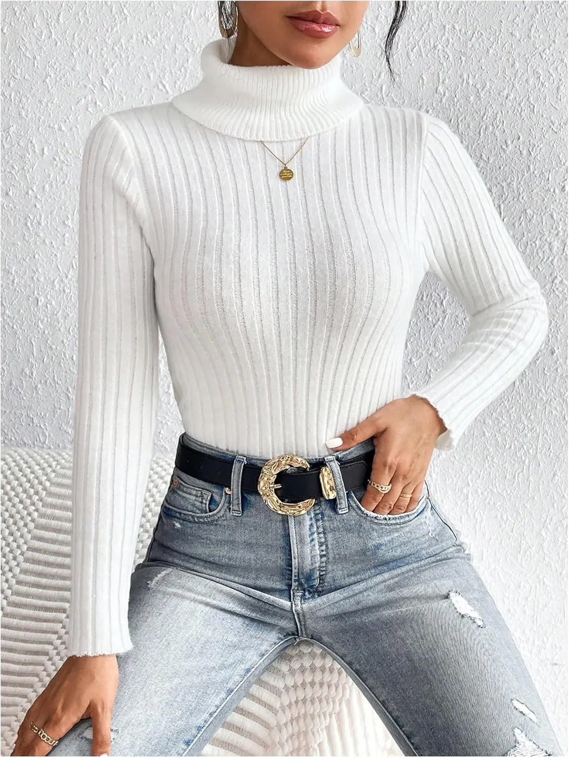 SOLY HUX Women's Sweater Turtleneck Long Sleeve Casual Slim Fit Pullover Tops