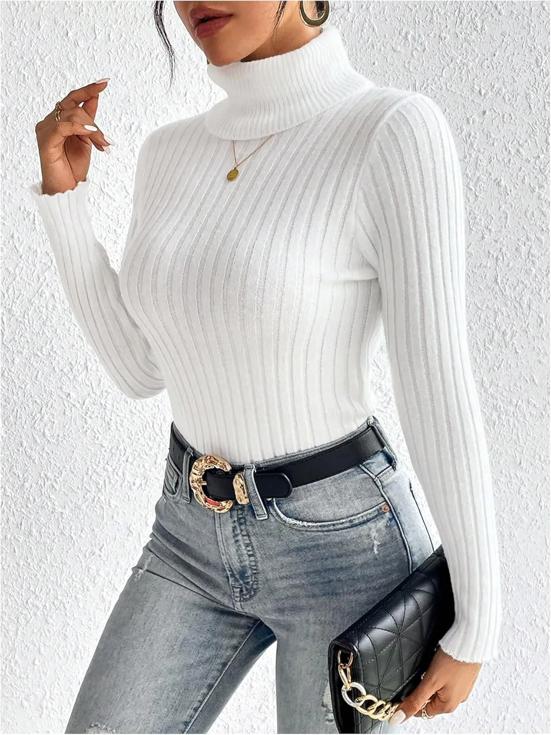 SOLY HUX Women's Sweater Turtleneck Long Sleeve Casual Slim Fit Pullover Tops