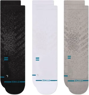 Stance Light Performance Crew Socks 3-Pack, Run Multicolor Black White Grey, Large