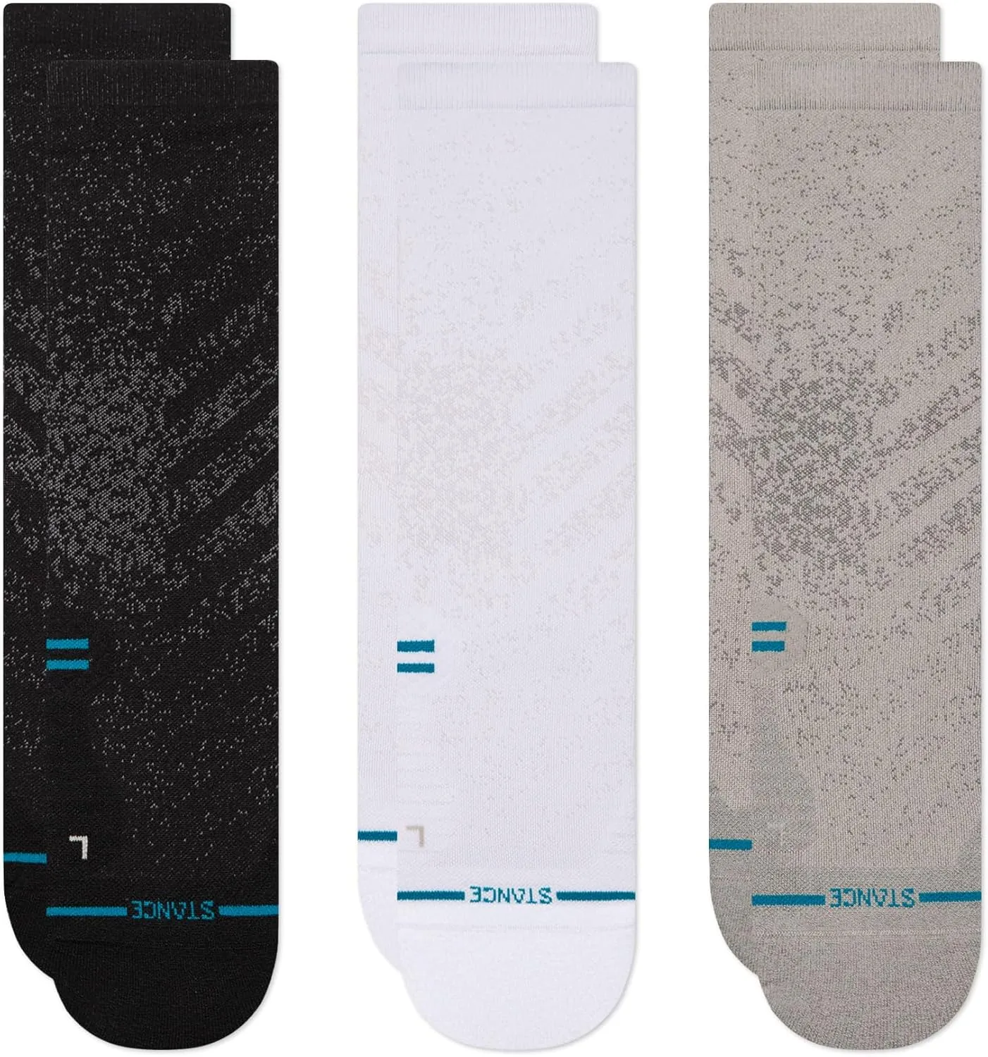 Stance Light Performance Crew Socks 3-Pack, Run Multicolor Black White Grey, Medium
