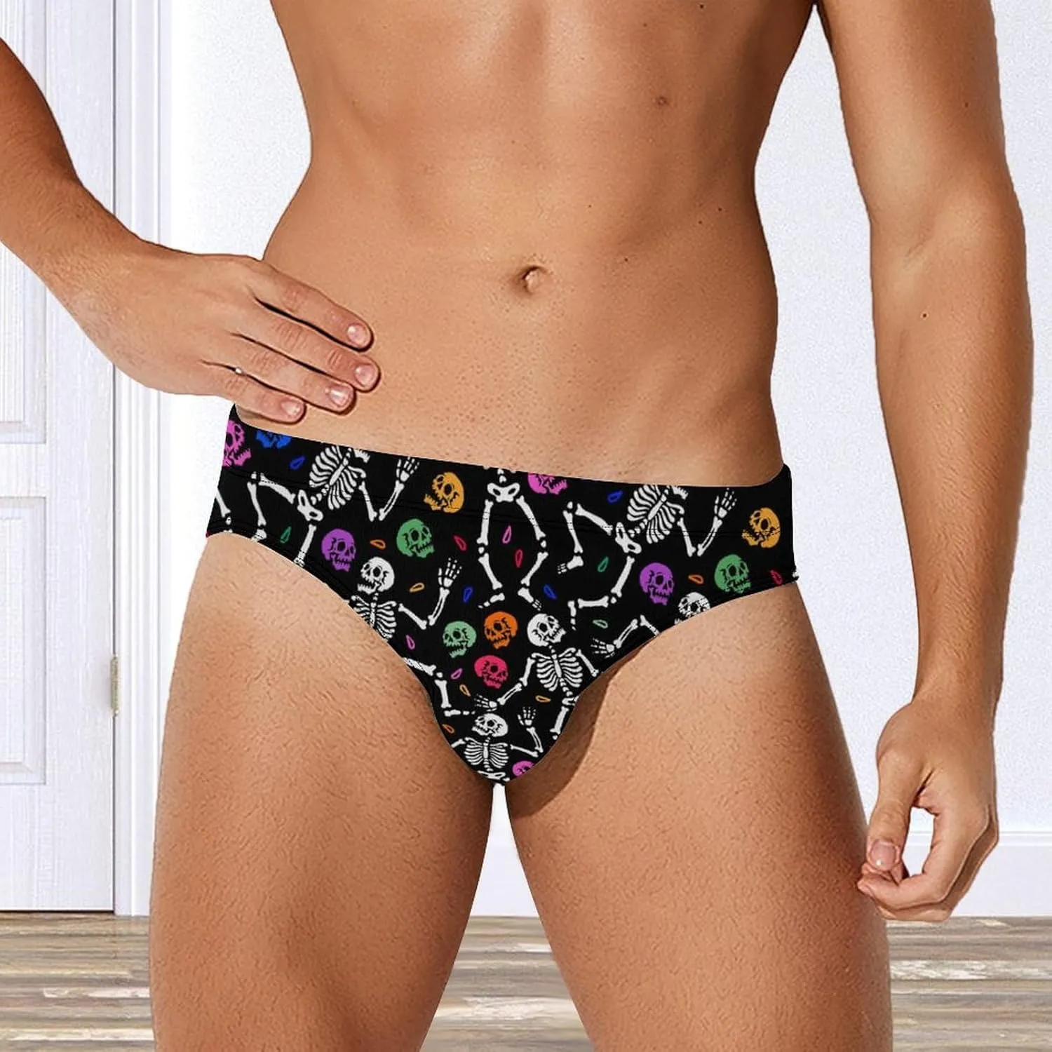 Supdreamc Men's Low Rise Swimwear Briefs Print Bikini Swimsuit