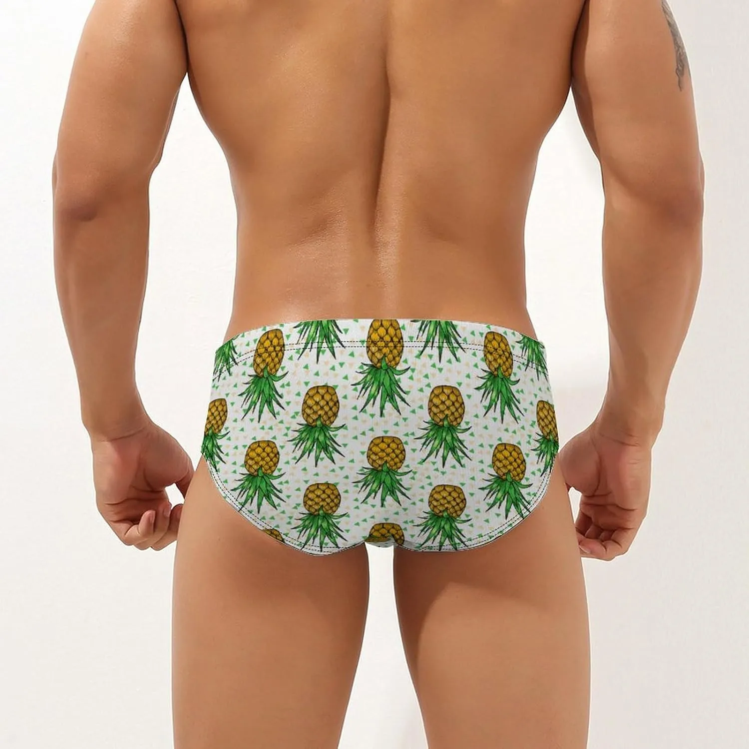 Supdreamc Men's Low Rise Swimwear Briefs Print Bikini Swimsuit