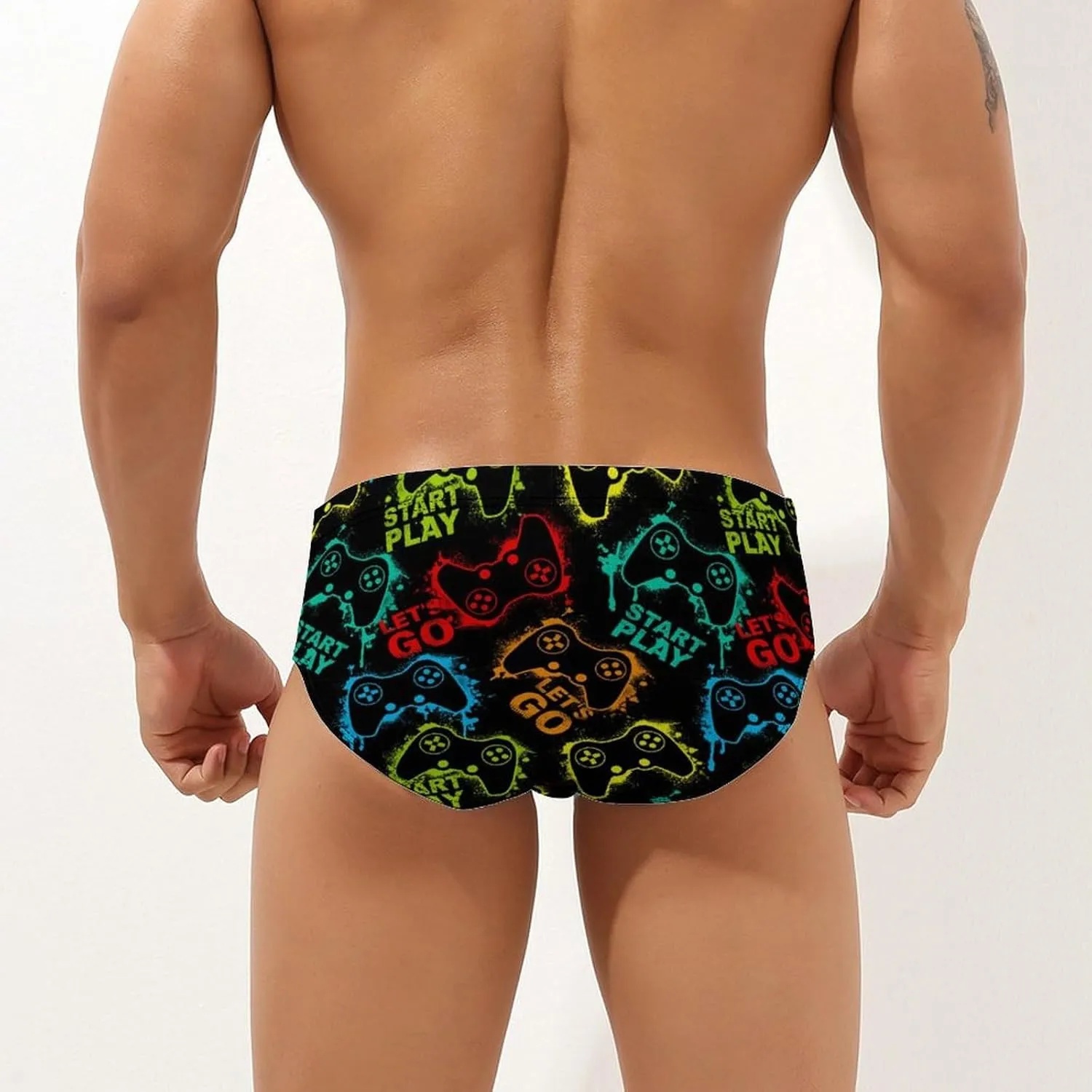 Supdreamc Men's Low Rise Swimwear Briefs Print Bikini Swimsuit