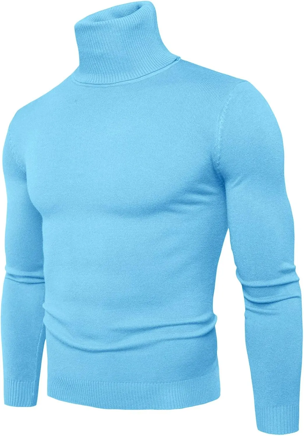 Sweaters for Men Men's Solid Long Sleeve Ribbed Slim Fit Baselayer Knitted Pullover Turtleneck Sweater T-Shirts Shirts