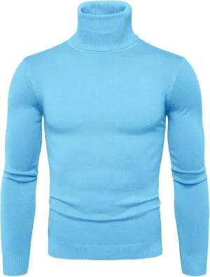 Sweaters for Men Men's Solid Long Sleeve Ribbed Slim Fit Baselayer Knitted Pullover Turtleneck Sweater T-Shirts Shirts