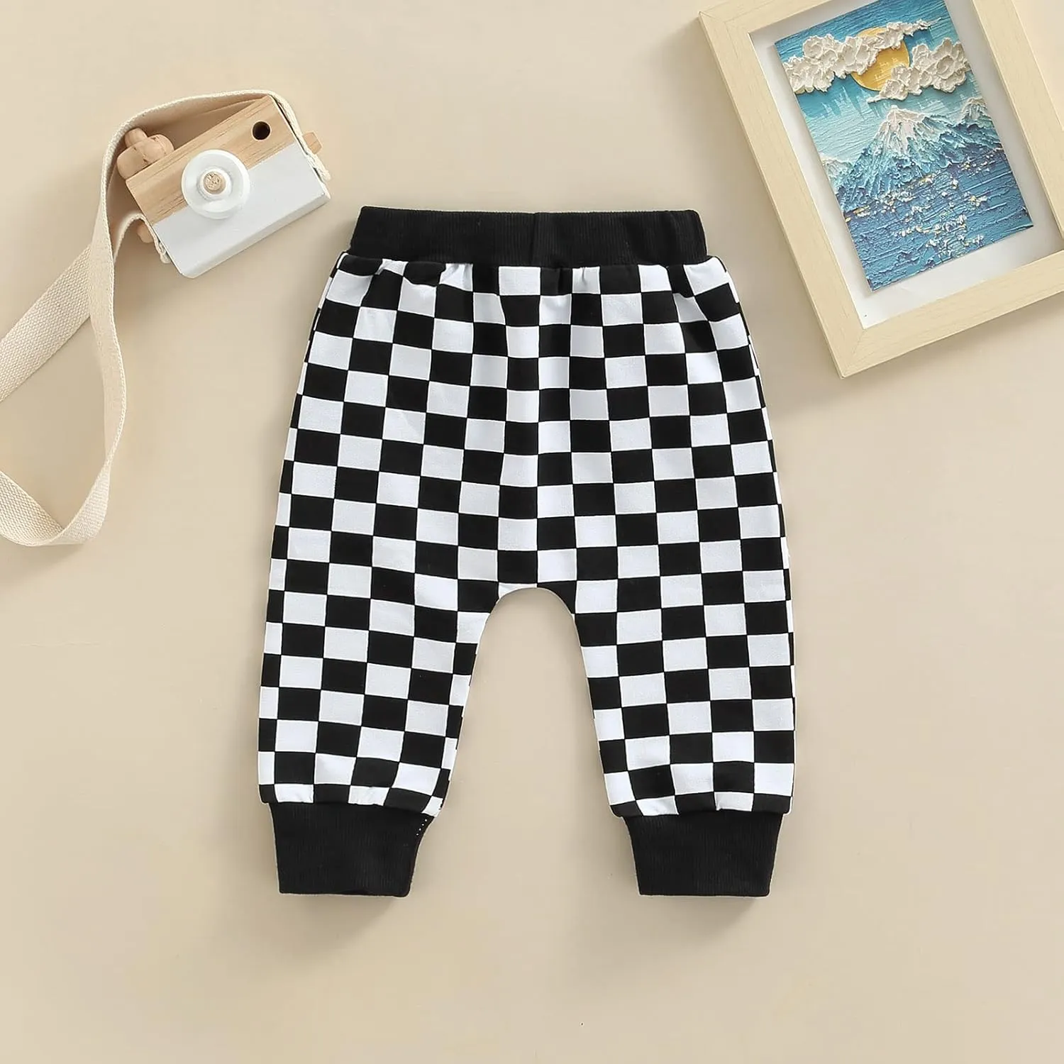 Toddler Checkered Pants Baby Girl Boy Elastic Waist Jogger Pants Kids Casual Plaid Trousers Infant Long Sweatpants