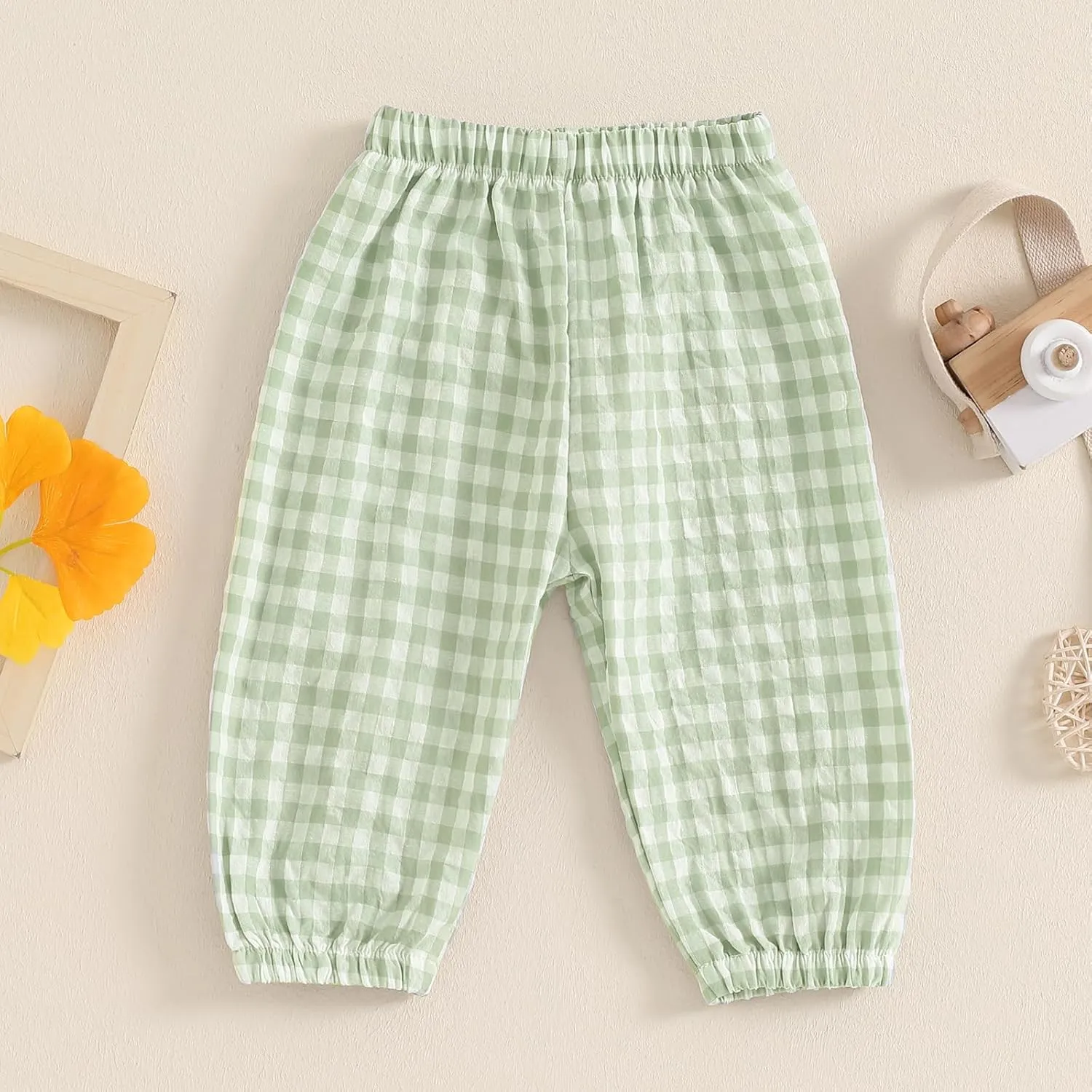 Toddler Checkered Pants Baby Girl Boy Elastic Waist Jogger Pants Kids Casual Plaid Trousers Infant Long Sweatpants