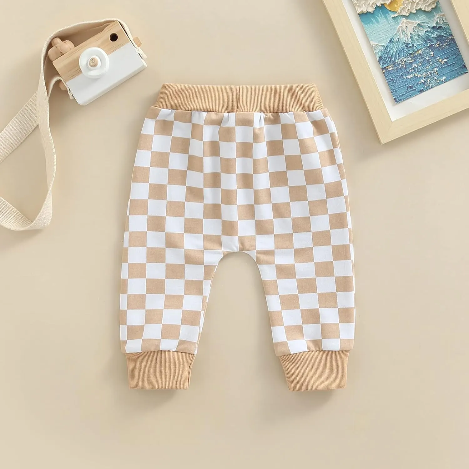Toddler Checkered Pants Baby Girl Boy Elastic Waist Jogger Pants Kids Casual Plaid Trousers Infant Long Sweatpants