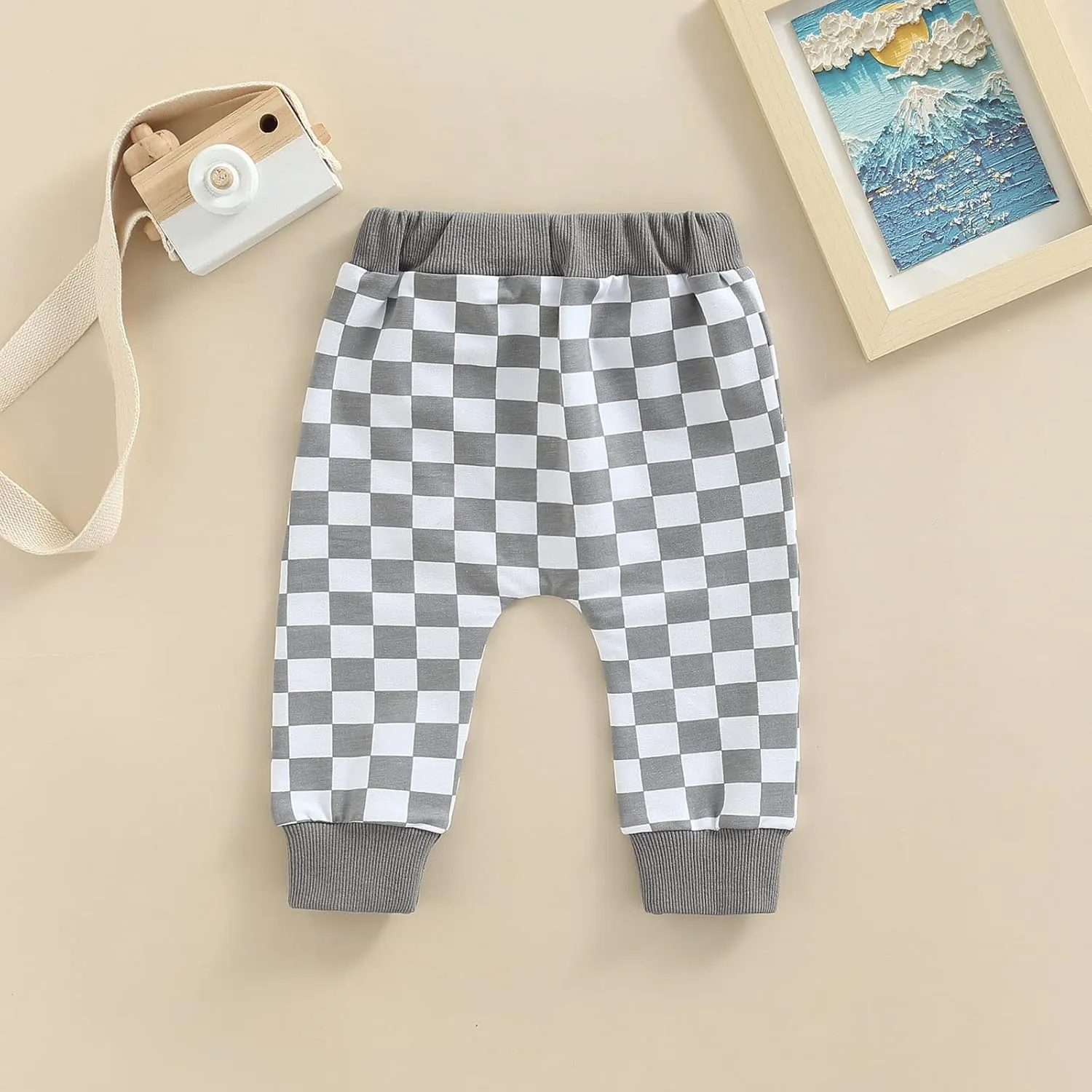 Toddler Checkered Pants Baby Girl Boy Elastic Waist Jogger Pants Kids Casual Plaid Trousers Infant Long Sweatpants