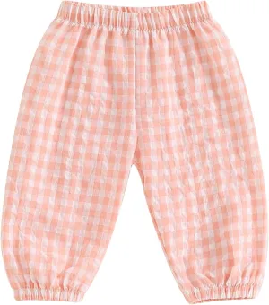 Toddler Checkered Pants Baby Girl Boy Elastic Waist Jogger Pants Kids Casual Plaid Trousers Infant Long Sweatpants