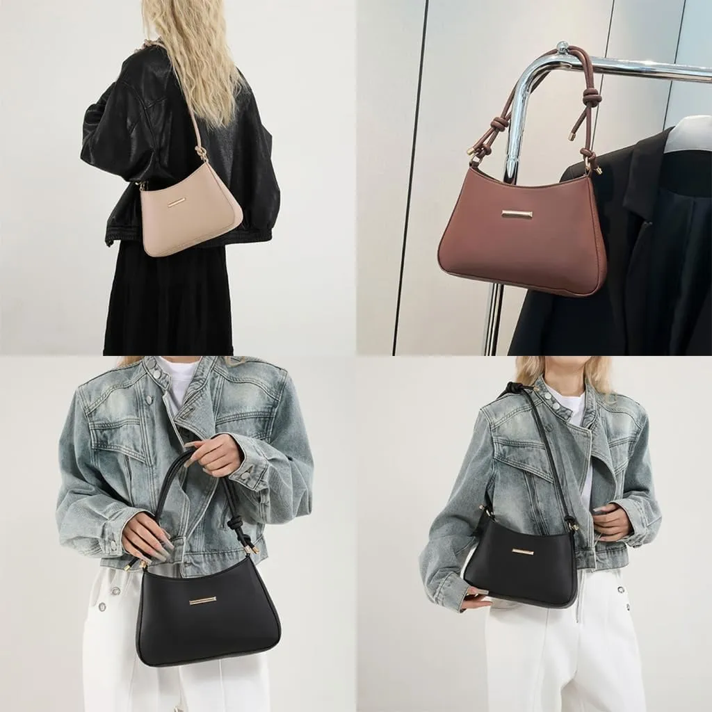 Trendy Candy Color Underarm Bag Practical PU Leather Shoulder Bags Work Handbag for Students and Office Newcomers