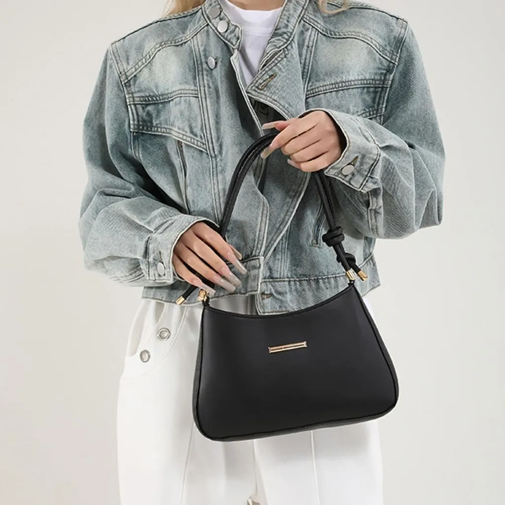 Trendy Candy Color Underarm Bag Practical PU Leather Shoulder Bags Work Handbag for Students and Office Newcomers