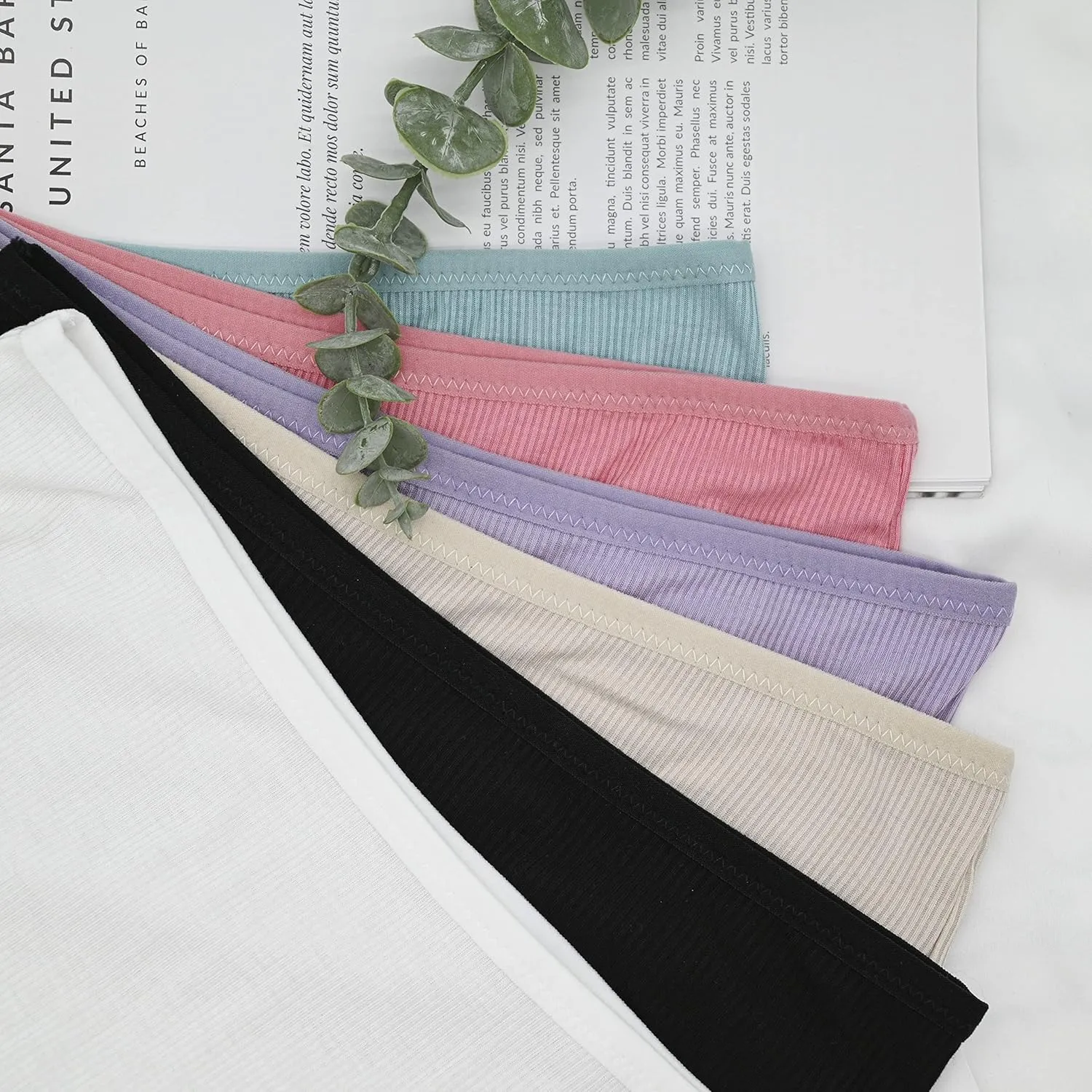 Umiehary 6 Pack High Wasit Women Sport Breathable Stretchy Colorful Briefs Ribbed Cotton Panties