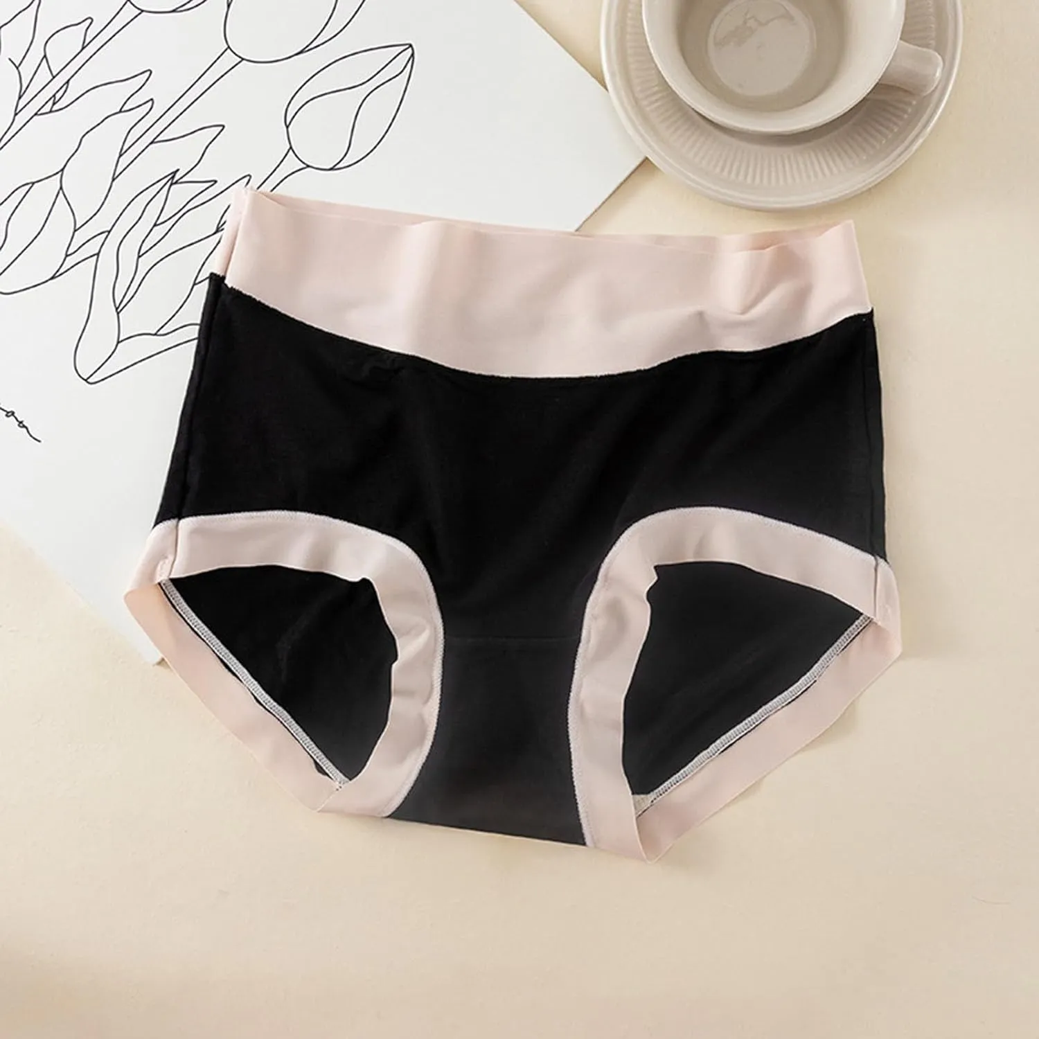 Underwear For Women Cotton High Waist Panties Full Coverage Briefs Soft Strech Ladies Breathable Panties-Multi Pack