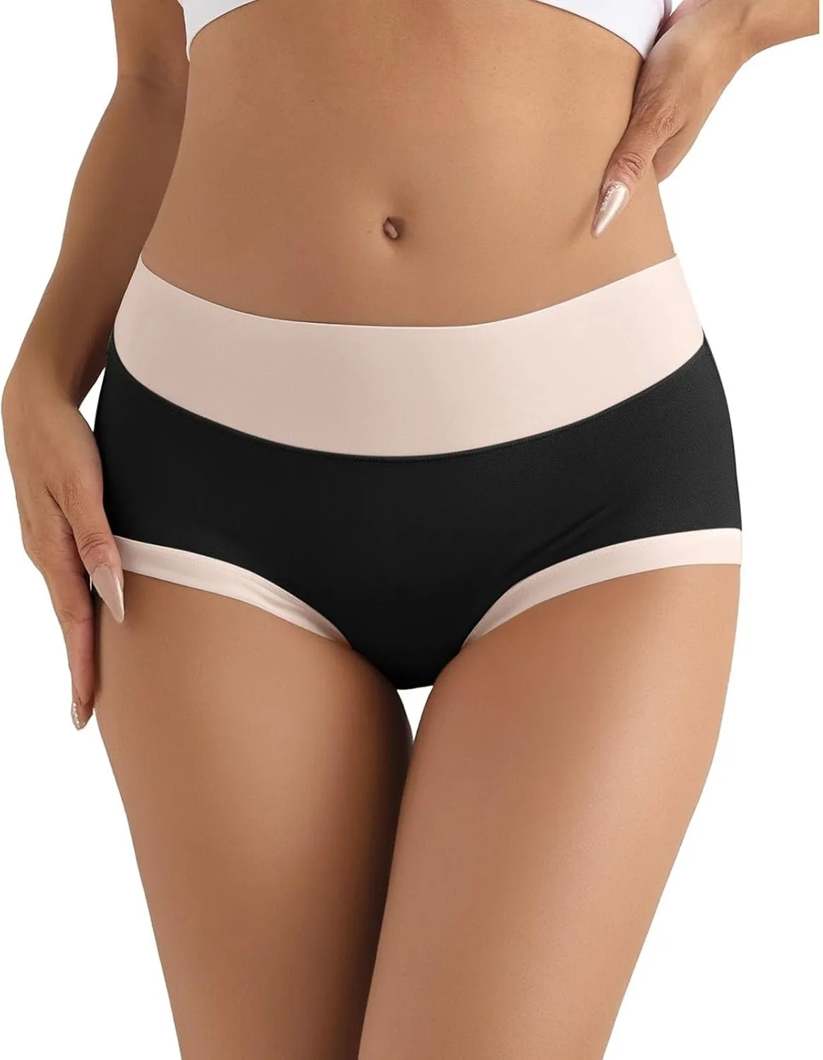 Underwear For Women Cotton High Waist Panties Full Coverage Briefs Soft Strech Ladies Breathable Panties-Multi Pack