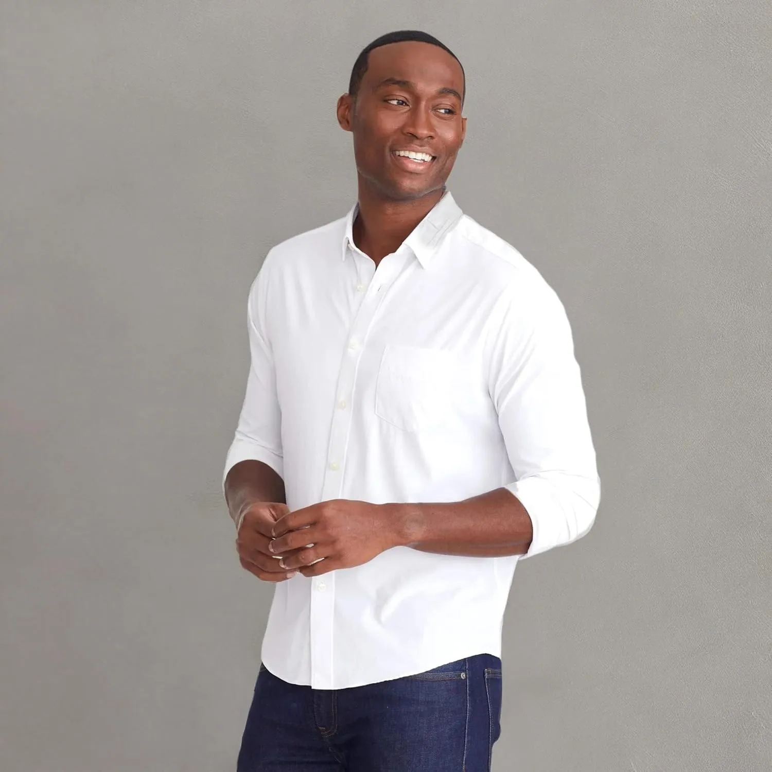 UNTUCKit Gironde - Untucked Performance Shirt for Men, Long Sleeve, Wrinkle-Free, Black, Regular Fit