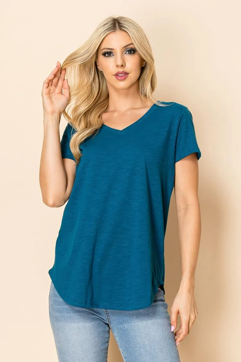 Urban Diction T-Shirts Pack of 4 Women's V-Neck Shirt Loose Essential Solid Colors Basic Scoop Neck Tees 4 Pack Womens Tops