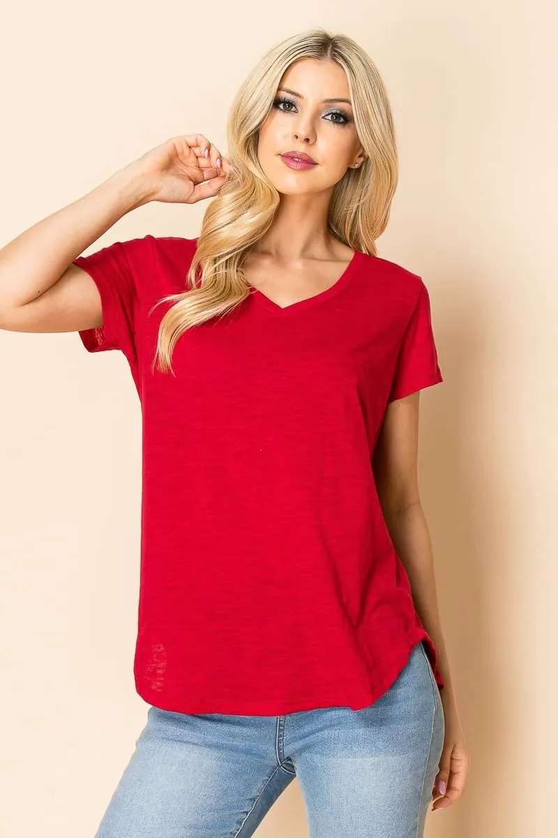 Urban Diction T-Shirts Pack of 4 Women's V-Neck Shirt Loose Essential Solid Colors Basic Scoop Neck Tees 4 Pack Womens Tops