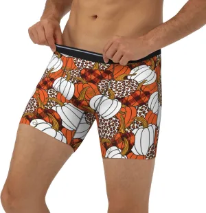 Various Pumpkins Mens Extended Underwear Length Boxer Briefs Comfort Breathable Underwear For Men