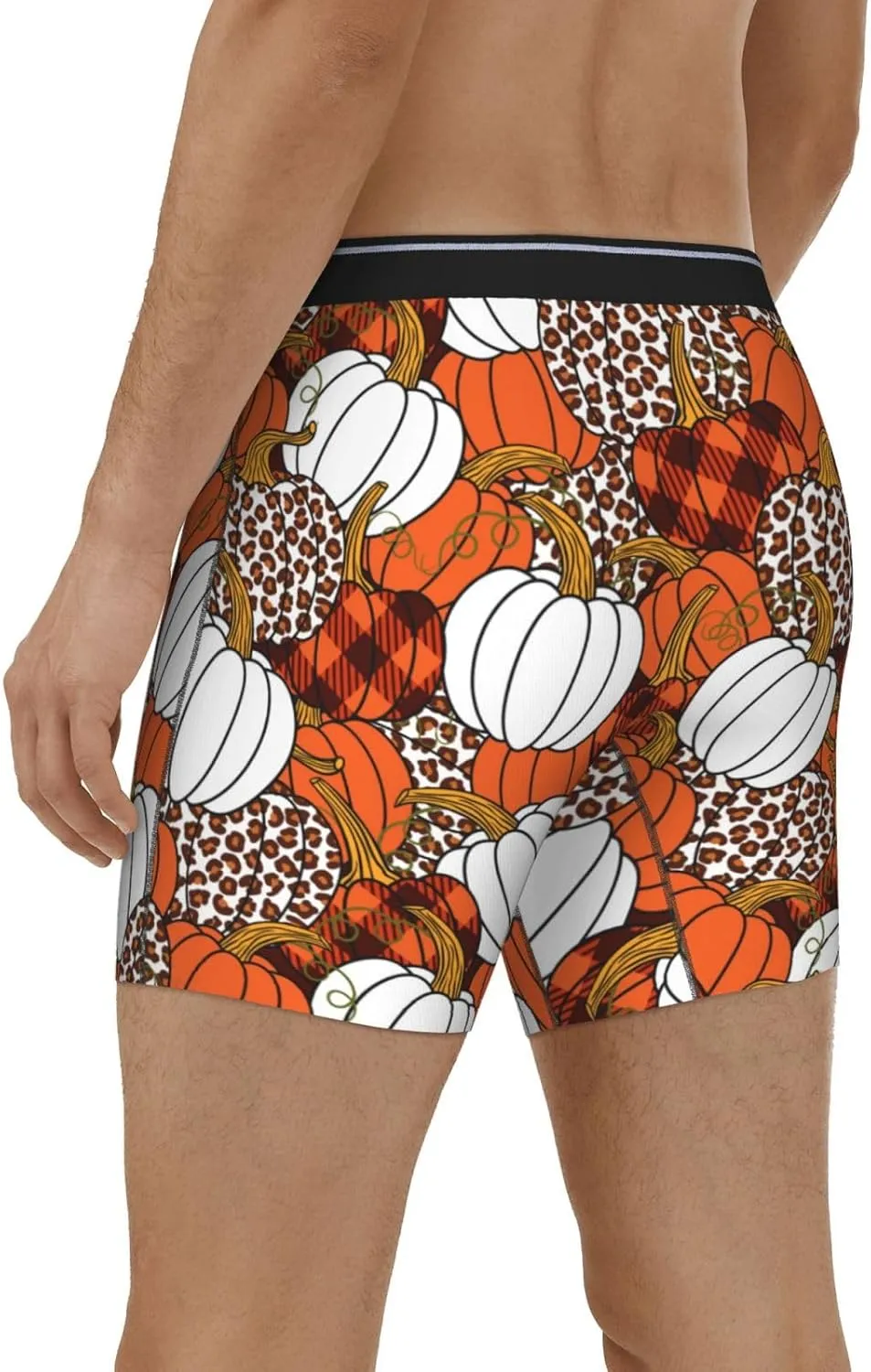 Various Pumpkins Mens Extended Underwear Length Boxer Briefs Comfort Breathable Underwear For Men