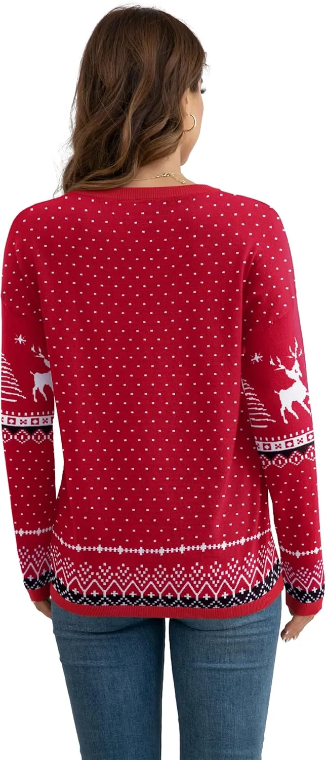 VIISHOW Women's Pullover Sweaters Long Sleeve Print Knitted Crew Neck Sweater Tops a Little Run Big