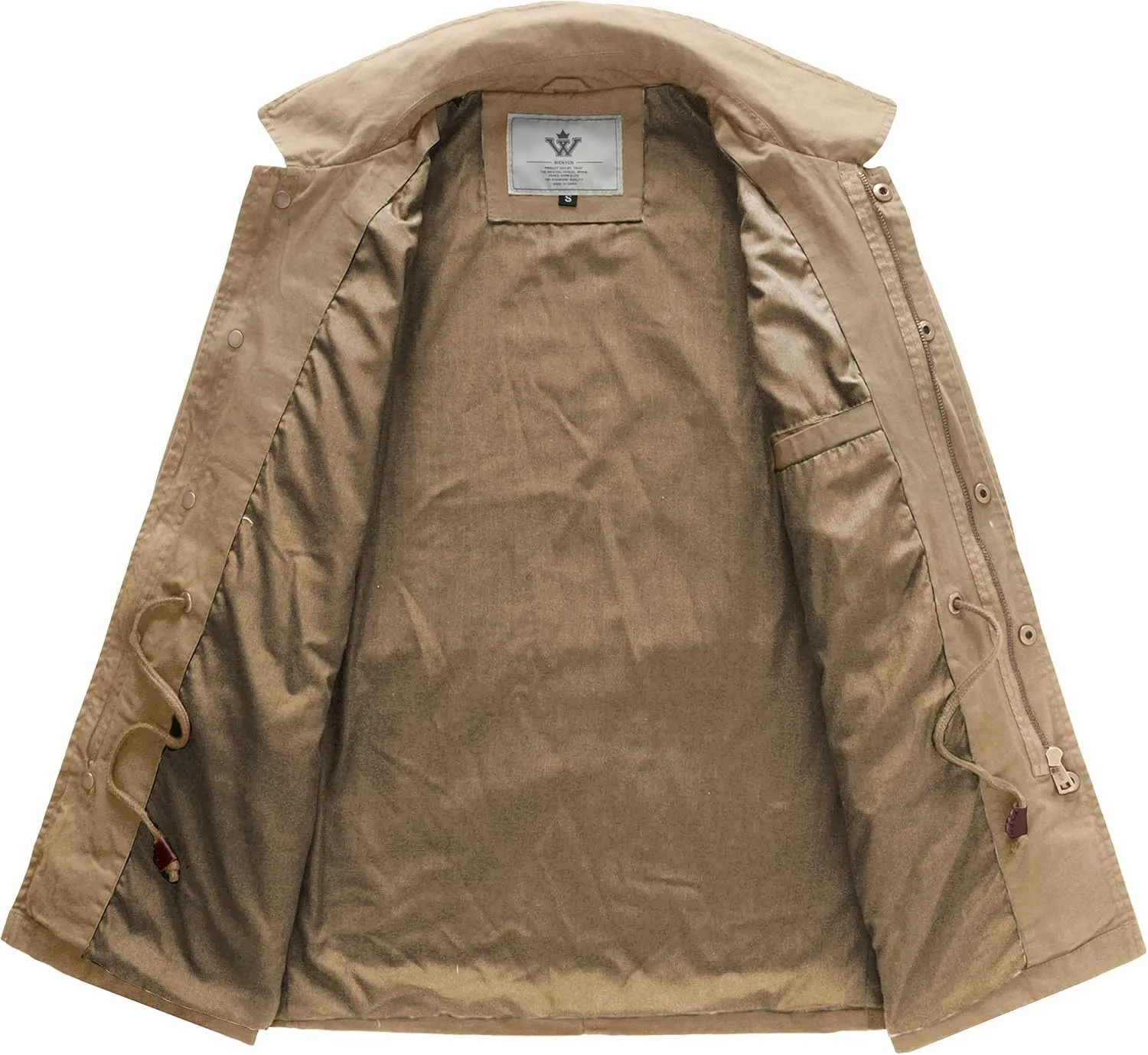 WenVen Women's Lightweight Canvas Cotton Military Jacket Utility Lapel Anorak