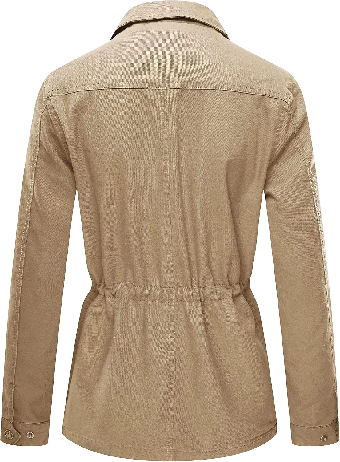 WenVen Women's Lightweight Canvas Cotton Military Jacket Utility Lapel Anorak