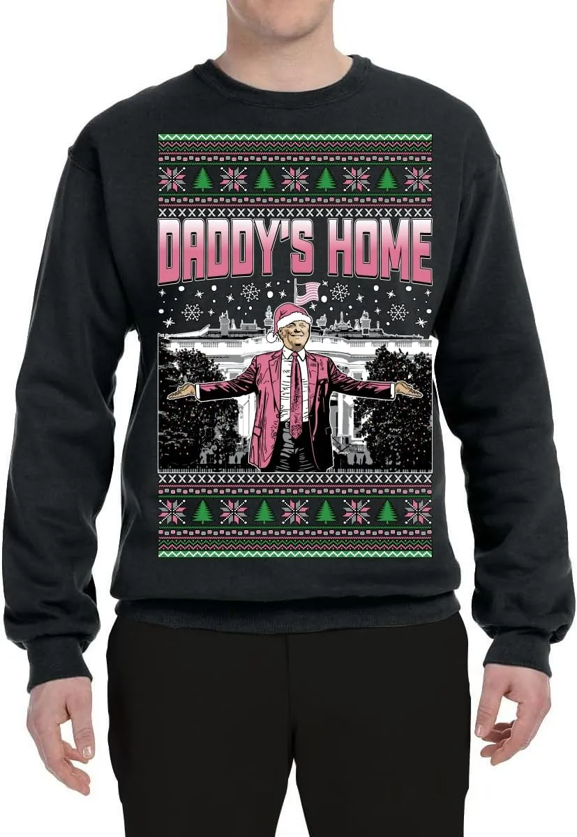 Wild Bobby Daddy's Home Donald Trump Ugly Christmas Sweater Crewneck Sweatshirt