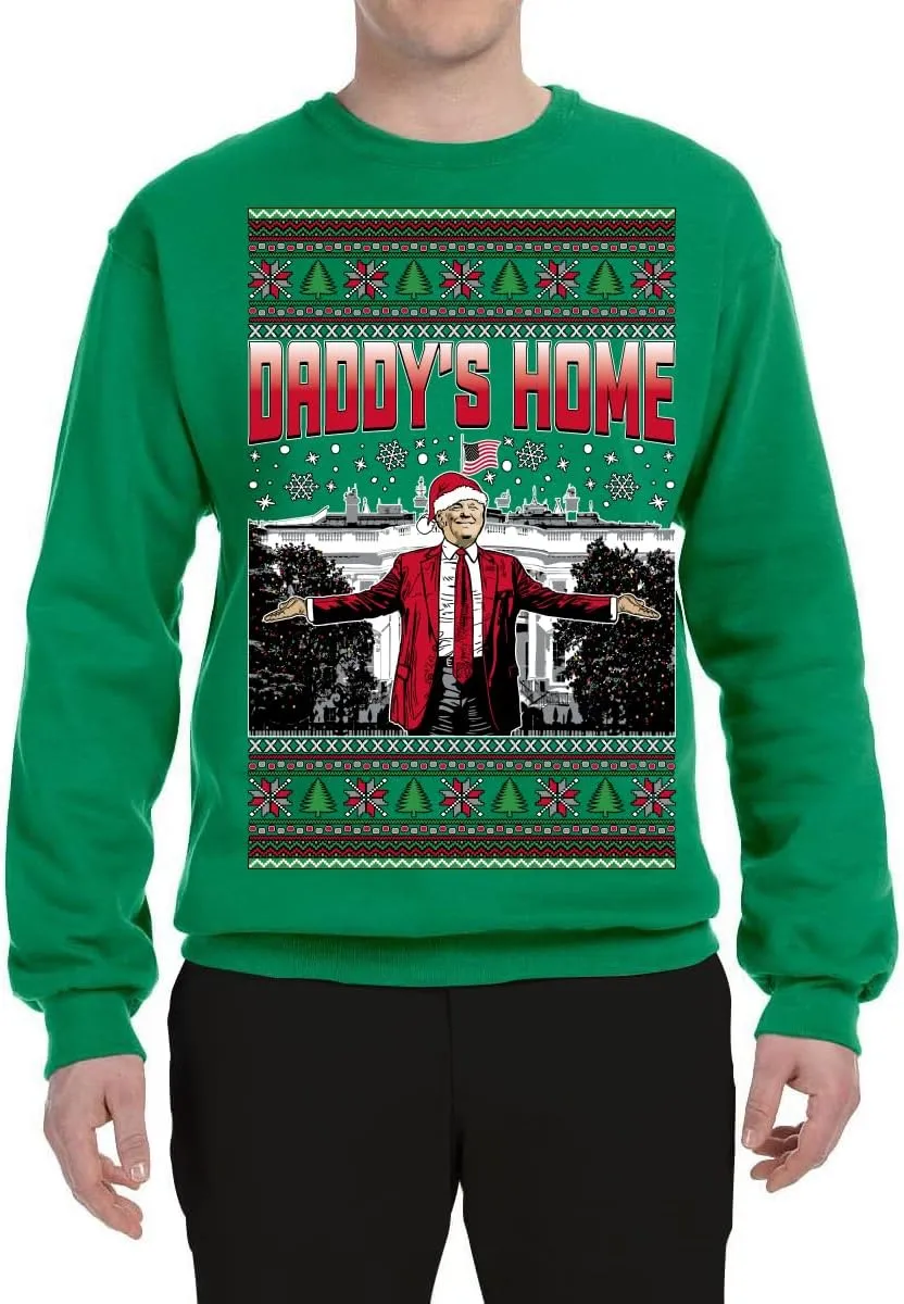 Wild Bobby Daddy's Home Donald Trump Ugly Christmas Sweater Crewneck Sweatshirt