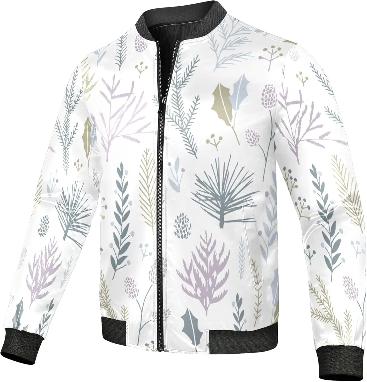 Wild Floral Neutral Lightweight Jackets For Men Mens Big And Tall Windbreaker Jacket Full Zip Rain Jacket Pockets
