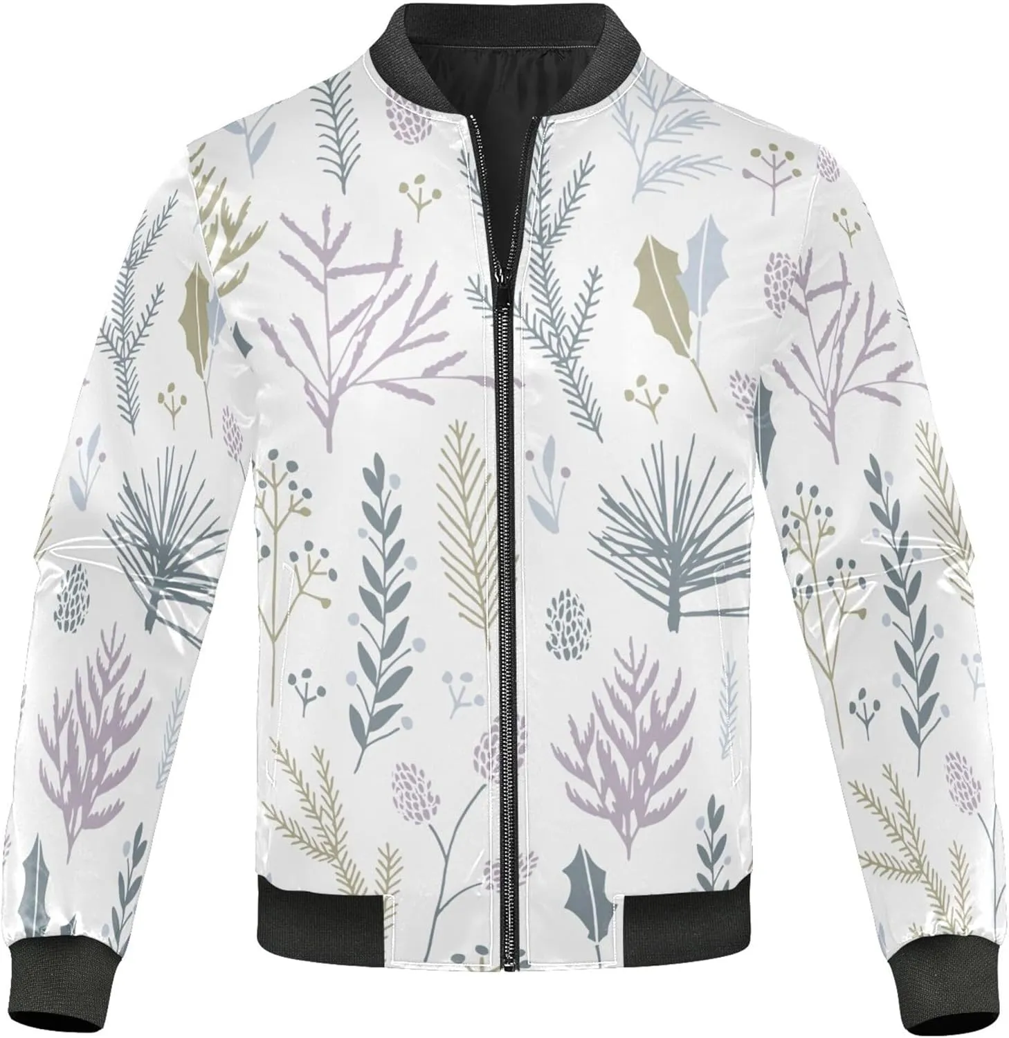 Wild Floral Neutral Lightweight Jackets For Men Mens Big And Tall Windbreaker Jacket Full Zip Rain Jacket Pockets
