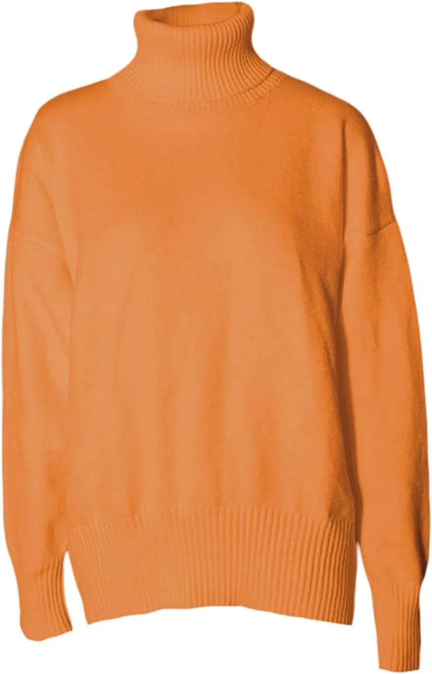 Women 's Turtleneck Knit Sweater Oversized Solid Color Warm Knitwear Long Sleeve Fall Winter Pullover
