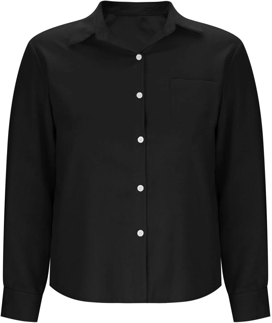 Women's Casual Collared Button-Down Shirt Summer Cotton Linen Tops Loose-Fit Home Long Sleeve Blouses with Pocket