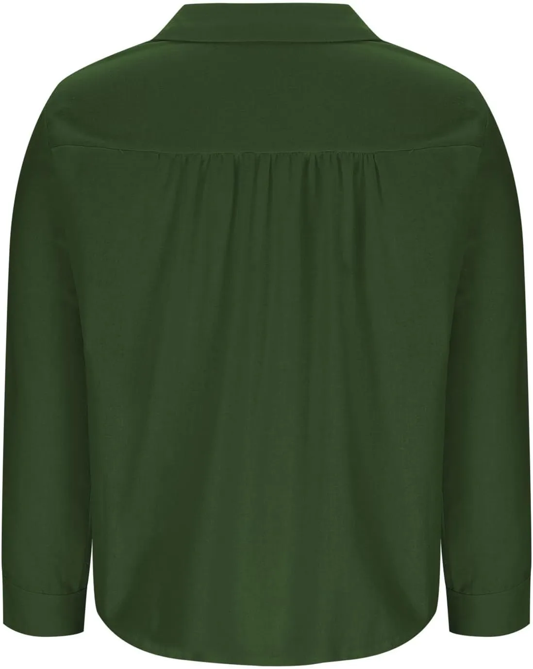 Women's Casual Collared Button-Down Shirt Summer Cotton Linen Tops Loose-Fit Home Long Sleeve Blouses with Pocket