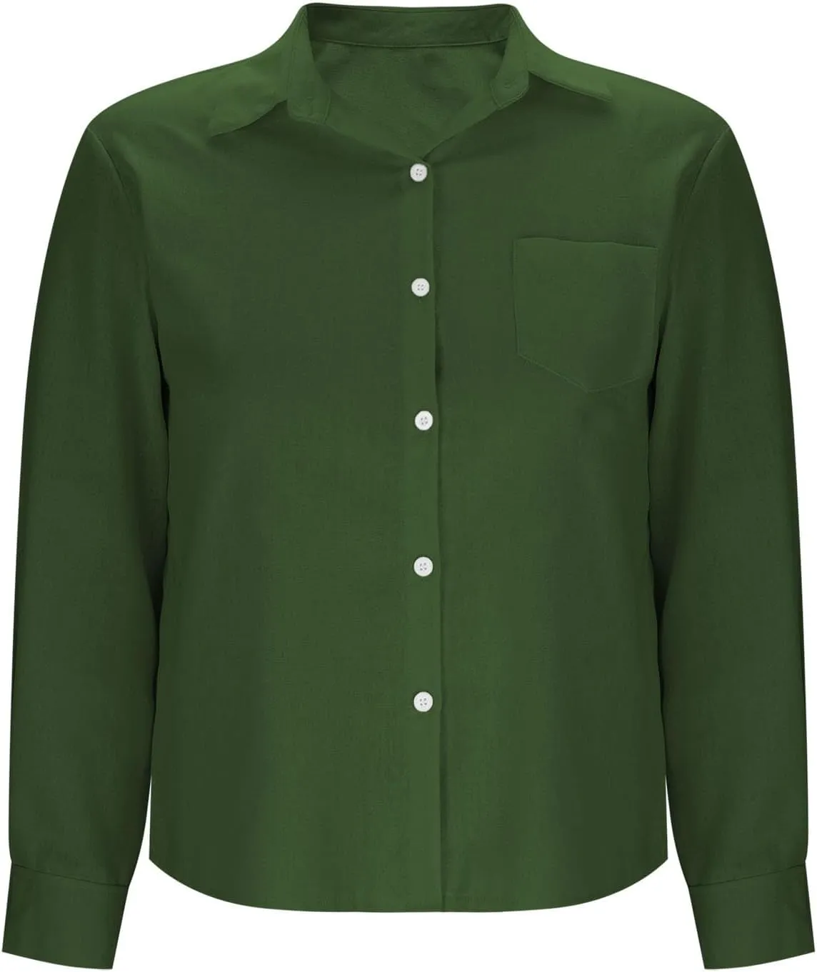 Women's Casual Collared Button-Down Shirt Summer Cotton Linen Tops Loose-Fit Home Long Sleeve Blouses with Pocket