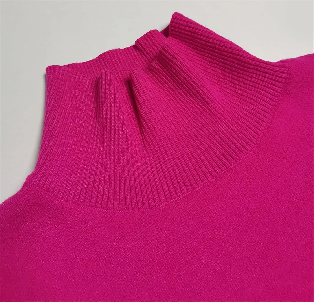 Women's Casual Knitted Turtleneck Pullovers Sweater Loose Warm Soft Oversized Knitwears Top