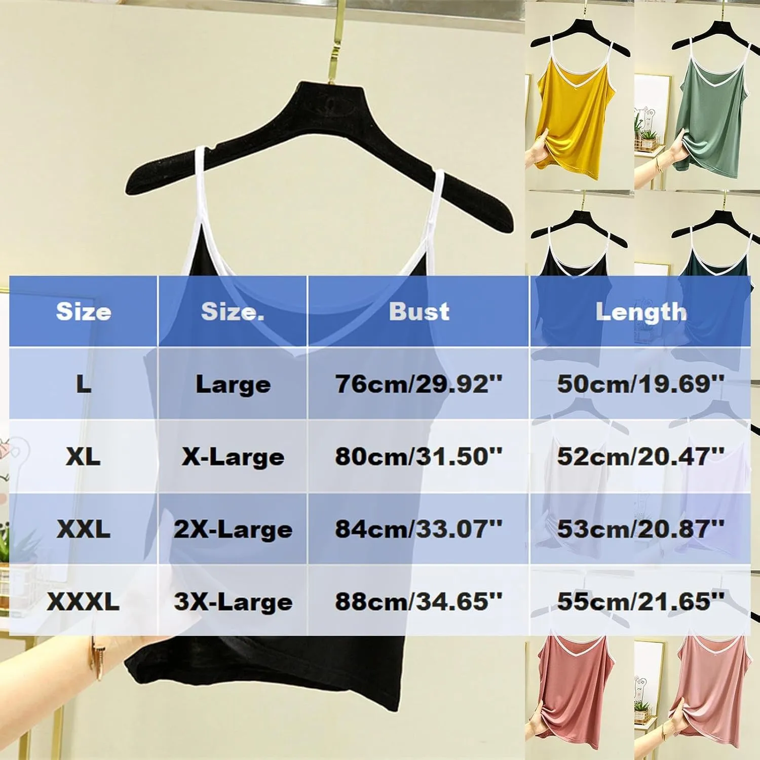 Womens Casual Tank Tops Summer Comfy Home Plus Size Camisoles Sleeveless V-Neck Solid Color Fashion Vests T-Shirts