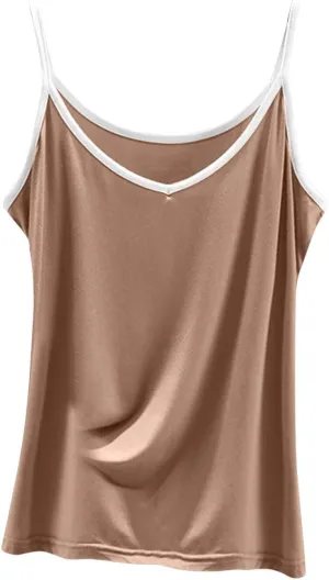 Womens Casual Tank Tops Summer Comfy Home Plus Size Camisoles Sleeveless V-Neck Solid Color Fashion Vests T-Shirts