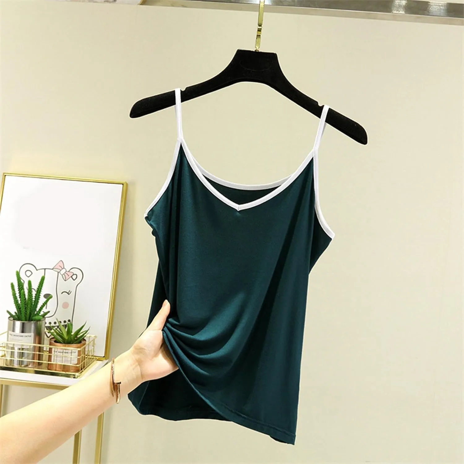 Womens Casual Tank Tops Summer Comfy Home Plus Size Camisoles Sleeveless V-Neck Solid Color Fashion Vests T-Shirts