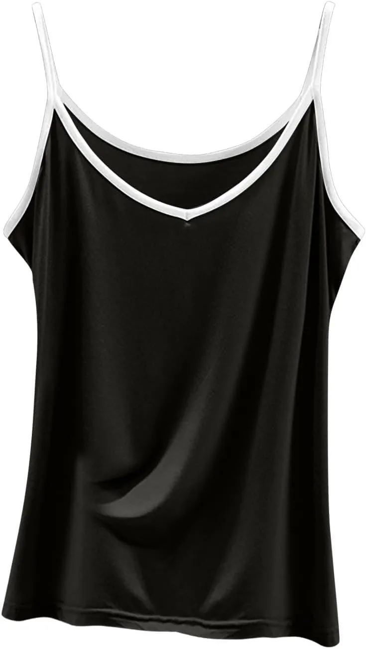 Womens Casual Tank Tops Summer Comfy Home Plus Size Camisoles Sleeveless V-Neck Solid Color Fashion Vests T-Shirts