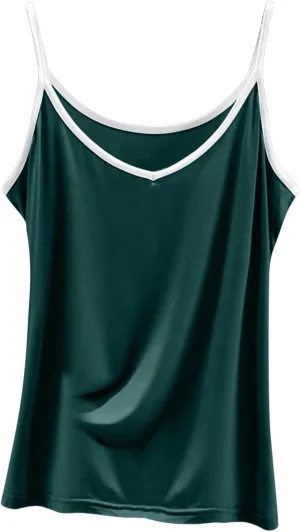 Womens Casual Tank Tops Summer Comfy Home Plus Size Camisoles Sleeveless V-Neck Solid Color Fashion Vests T-Shirts