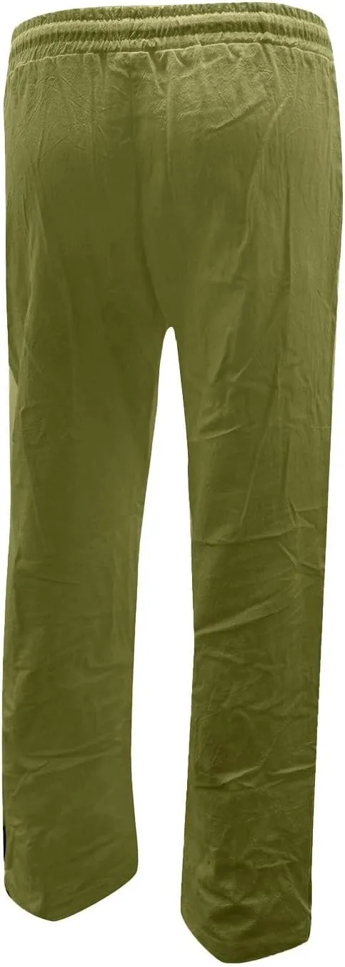 Womens Elastic Waist Linen Drawstring Pants Fashion Office Work Relax Dressy Trousers Active Sports Casual Sweatpants