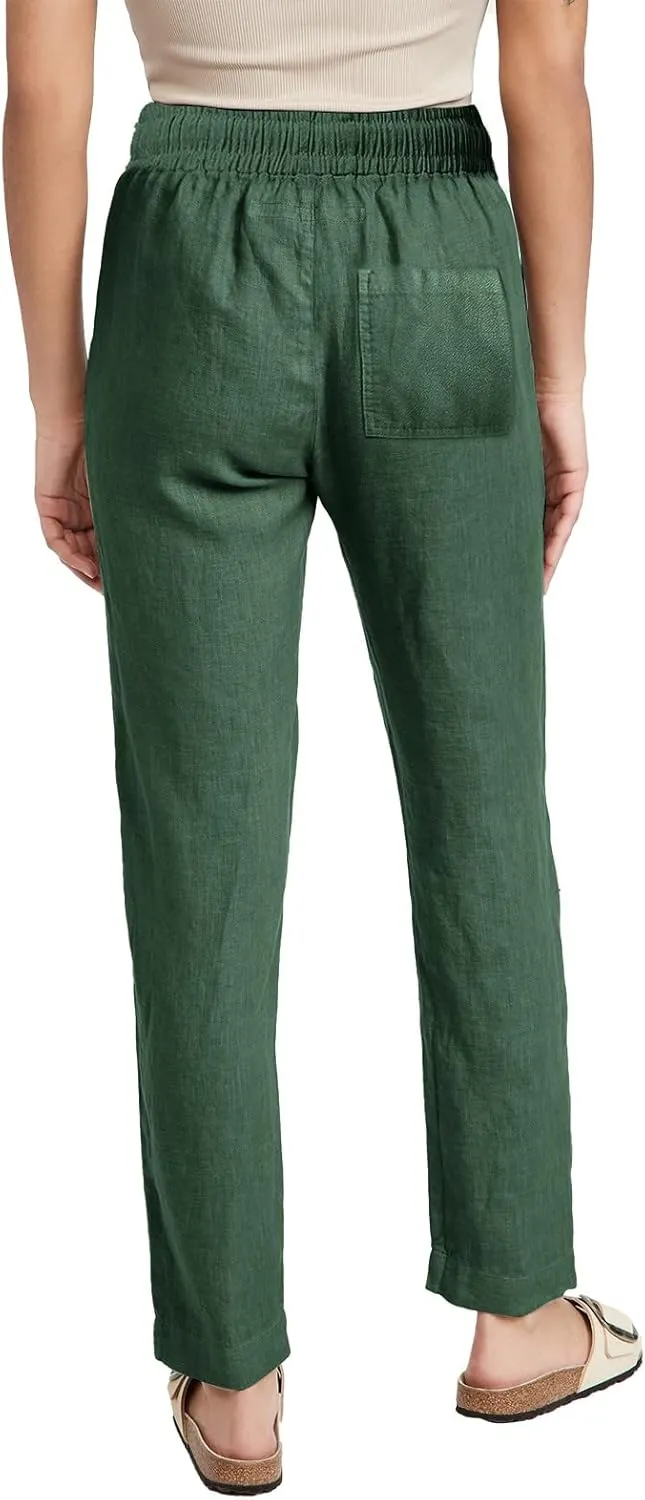 Womens Elastic Waist Linen Drawstring Pants Fashion Office Work Relax Dressy Trousers Active Sports Casual Sweatpants