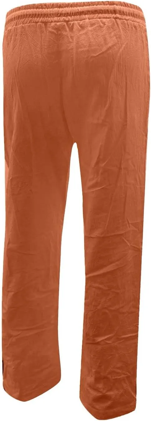 Womens Elastic Waist Linen Drawstring Pants Fashion Office Work Relax Dressy Trousers Active Sports Casual Sweatpants
