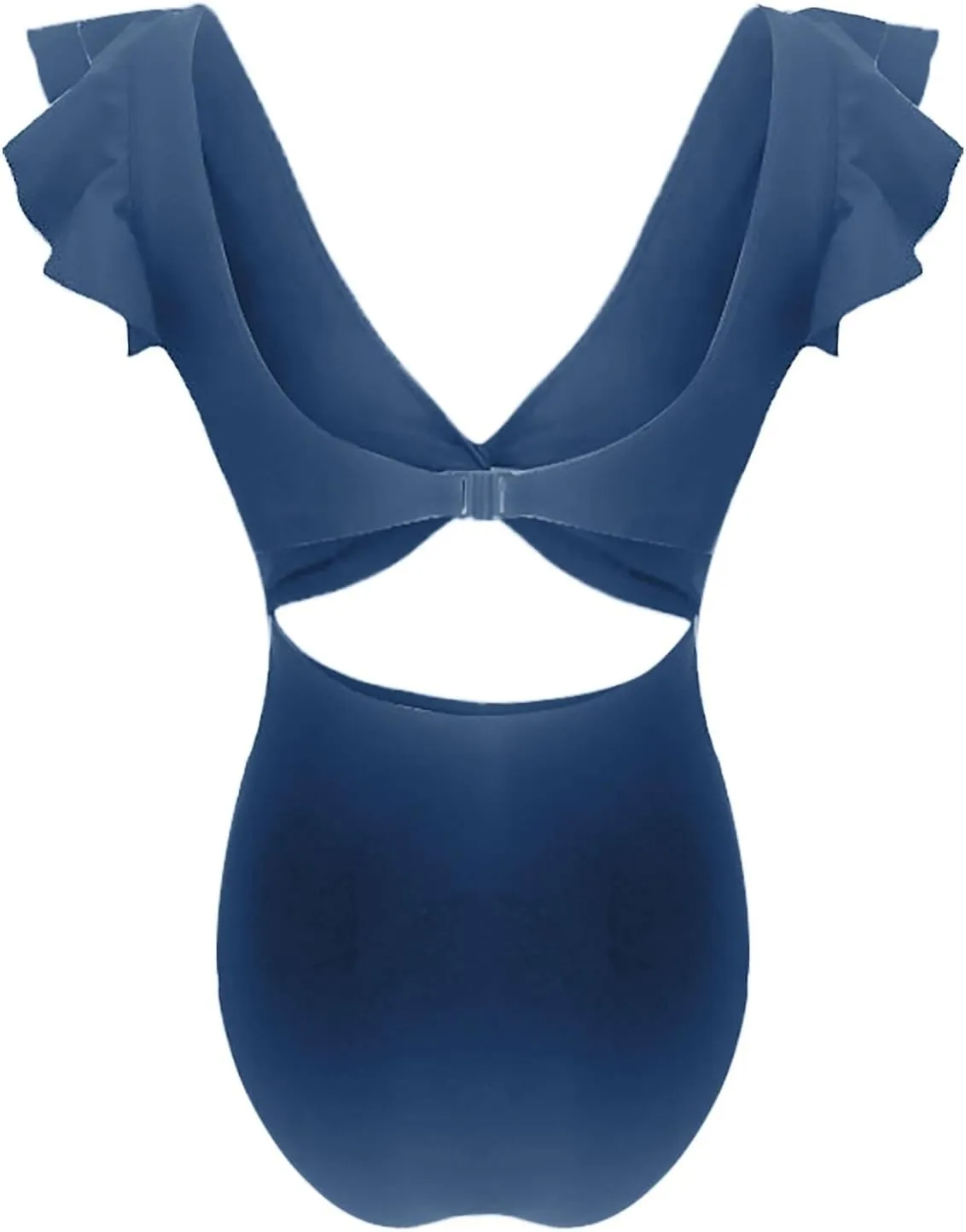 Womens One Piece Swimsuit Ruched Tummy Control High Cut Backless V Neck Bathing Suits Swimwear