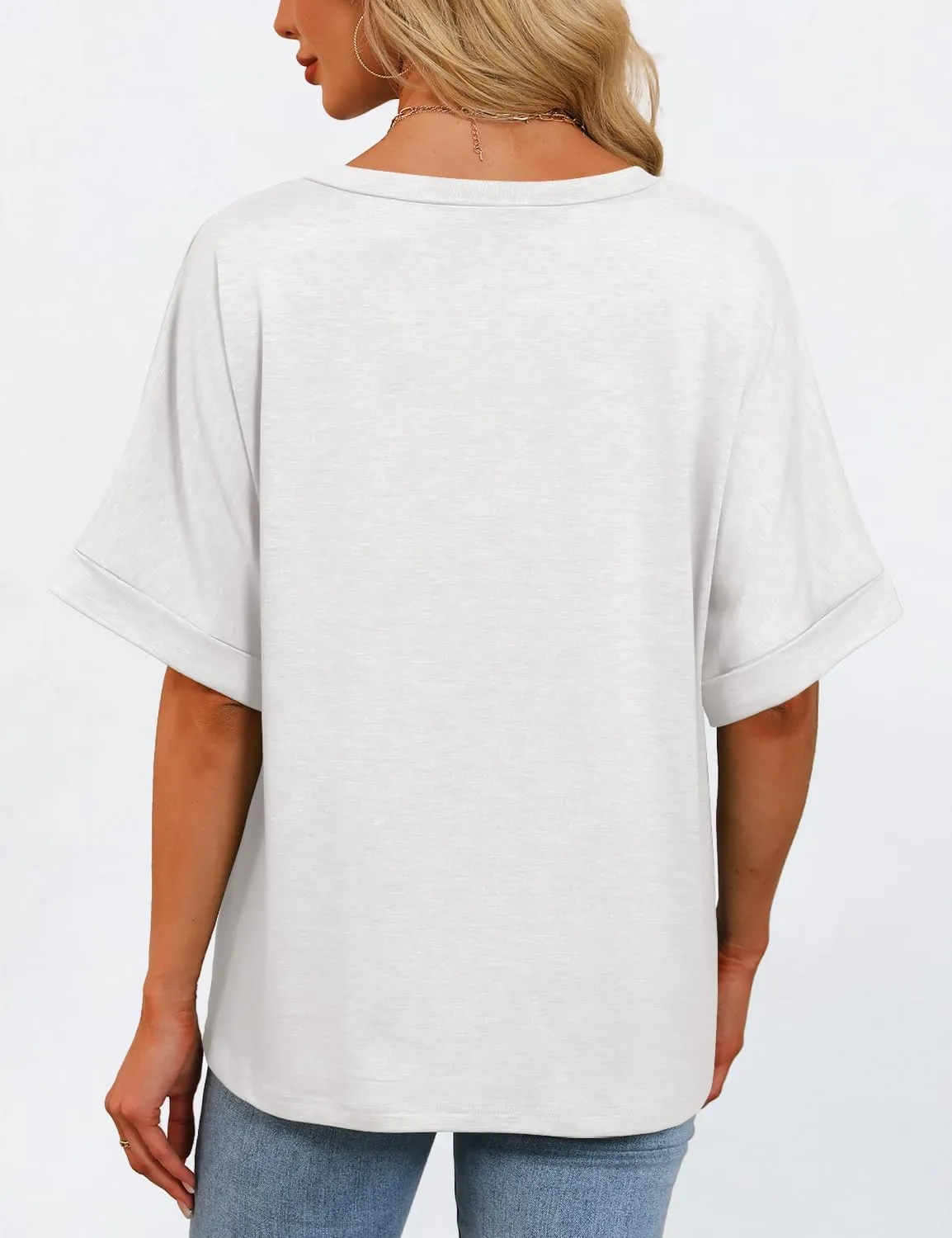 Womens Oversized T Shirts V Neck Loose Fit Shirts Short Sleeve Summer Casual Tops 2025 Trendy Blouses Y2K Plain Tees