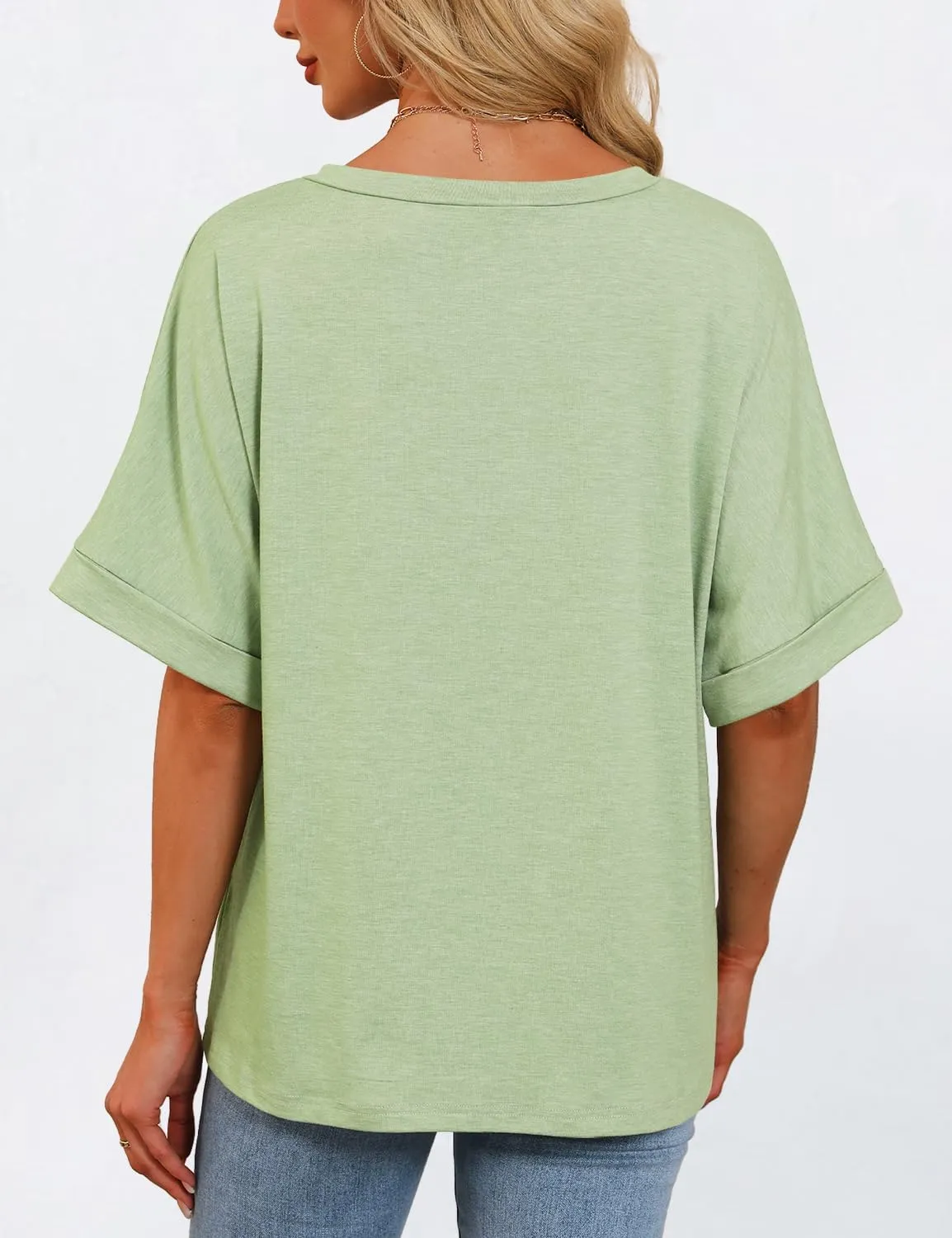 Womens Oversized T Shirts V Neck Loose Fit Shirts Short Sleeve Summer Casual Tops 2025 Trendy Blouses Y2K Plain Tees